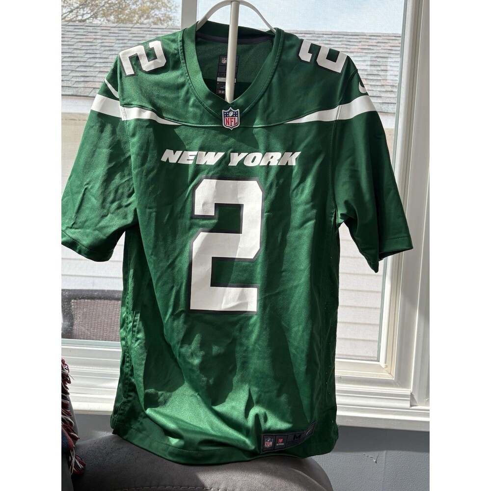 Nike New York Jets Jersey Mens M Large Green White NFL OnField Zach Wilson